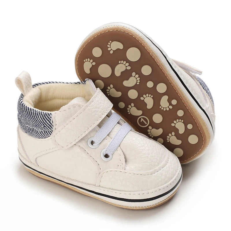Spring and Autumn Newborn Baby Shoes Boys' Fashion Sports Shoes White Baptist Walking Shoes Perfect Gift for First Step Walkers