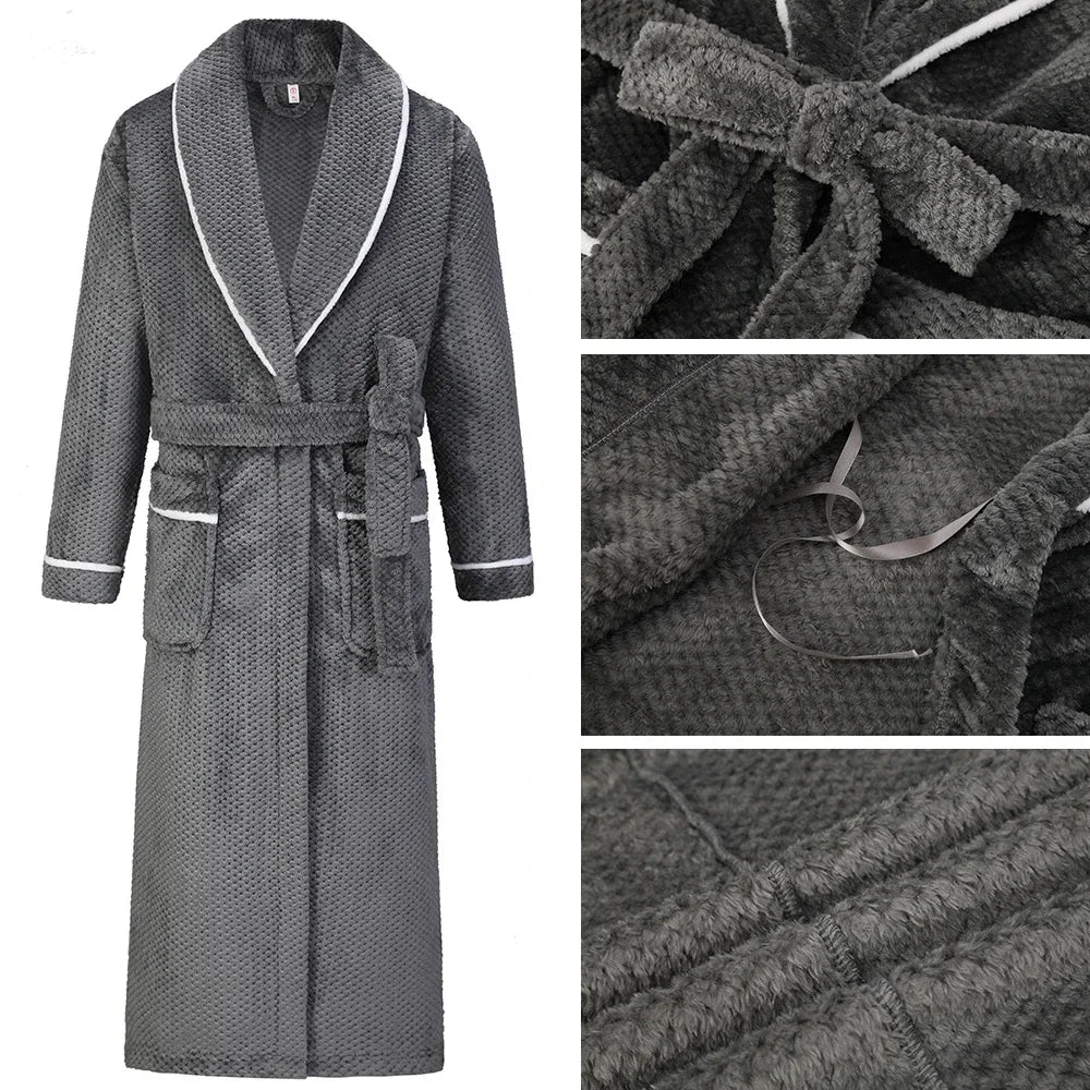 Long Robe Large Size Sleepwear Winter Thicken Warm Couple Flannel Loose Coral Fleece Homewear 4XL Men's Nightwear Bathrobe Gown