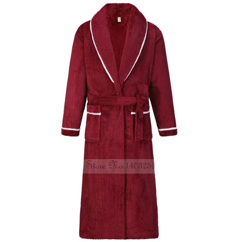 Long Robe Large Size Sleepwear Winter Thicken Warm Couple Flannel Loose Coral Fleece Homewear 4XL Men's Nightwear Bathrobe Gown