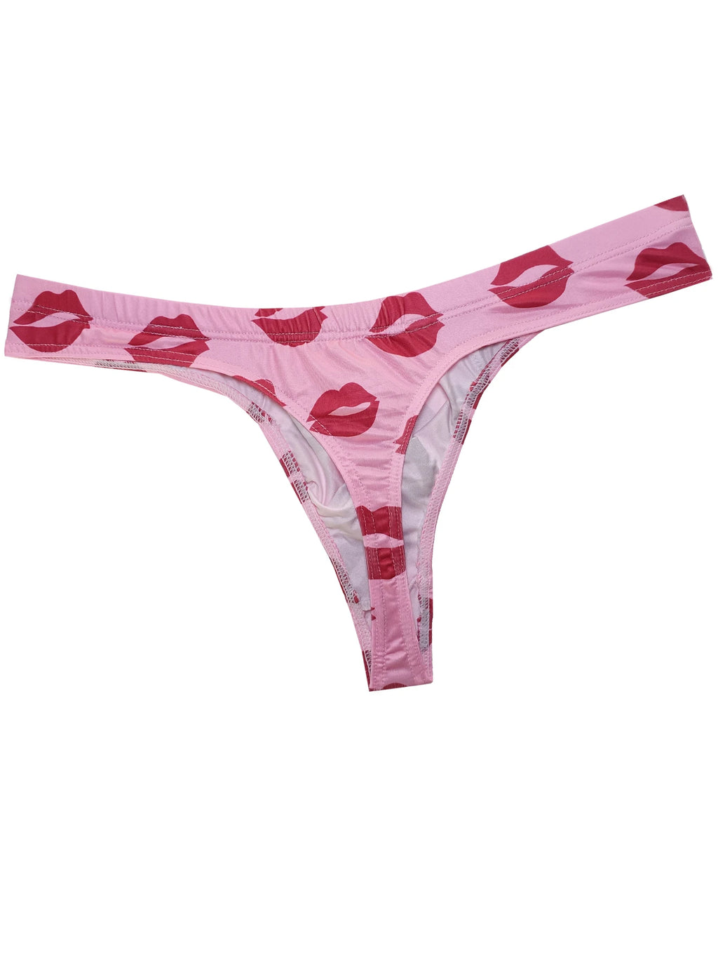 Men's Sexy Underwear Low Waisted Thong with Mouth Print Breathable And Comfortable Underpants BriefsHT148