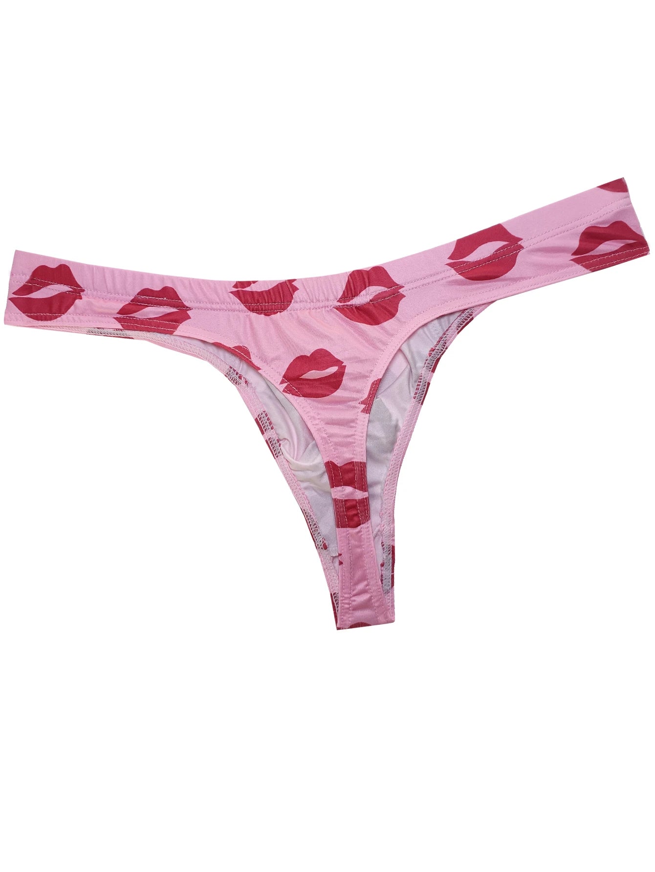 Men's Sexy Underwear Low Waisted Thong with Mouth Print Breathable And Comfortable Underpants BriefsHT148