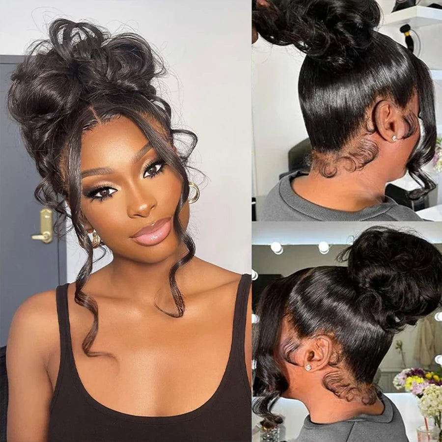 Hidden Drawstring 360 Lace Frontal Wig Body Wave Invisible Strap 360 Full Glueless Wigs Human Hair 30 40 Inch HD Lace Front Wigs