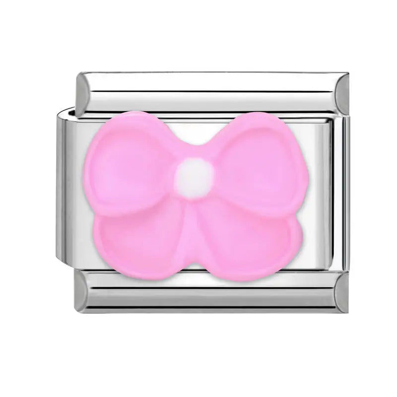 2025 Wholesale 3D Colorful Bows Flowers Love Heart Italian Charm Link fit 9mm Stainless Steel Jewelry DIY Making Bracelets Gifts