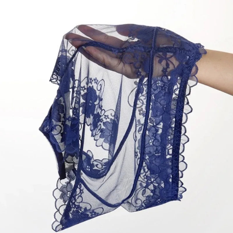 Sissy Pouch Panties Mens Lace Transparent Underwear Briefs Ultra-thin Male Bikini Hombre Lingerie Knickers Ropa Interior Hombre