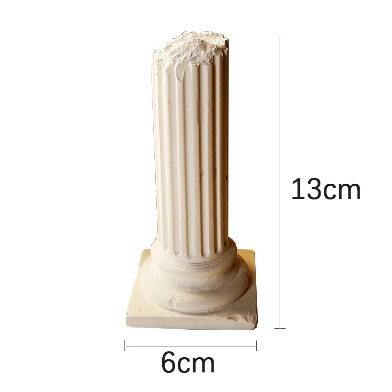 Roman Column Ring Display Stand - Vintage European Plaster Jewelry Holder, Weathered Broken Finish for Rings Window Showcase Dec