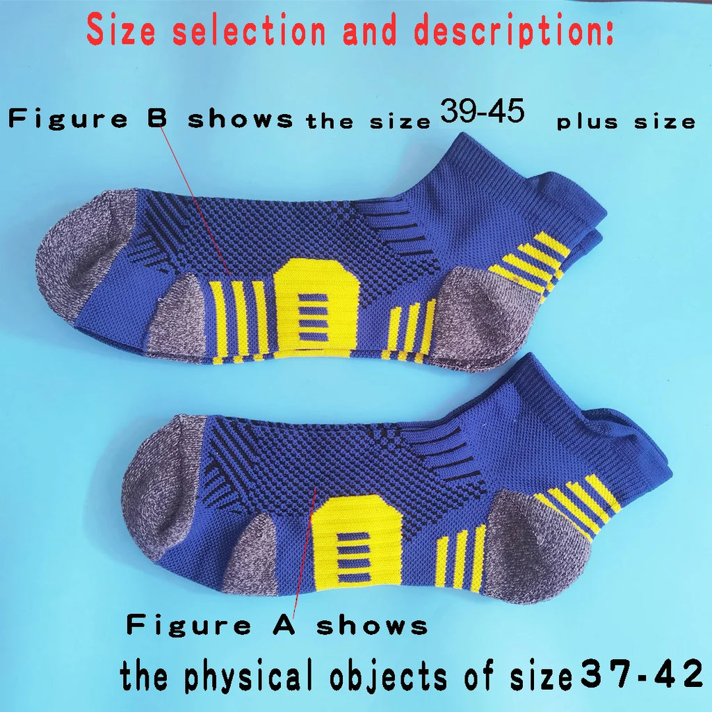 3 Pairs Professional MEN'S Sports Socks Outdoor Running Fitness Climbing Thick Quick Drying Towel Short Socks for Man 39-45