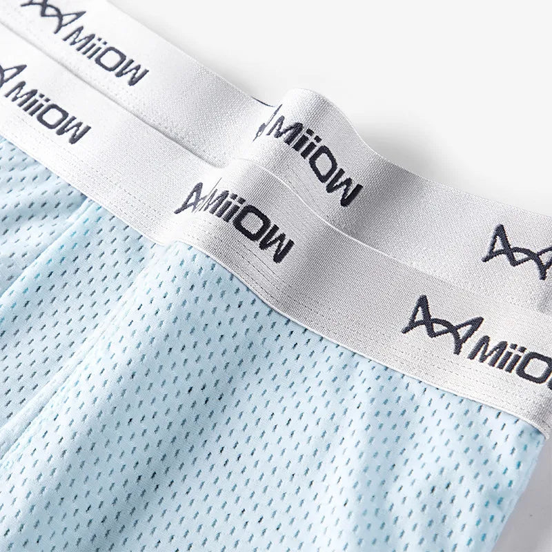 MiiOW 4Pcs Ice Silk Men Underwear Boxer 7A Cotton Antibacterial Crotch Men's Panties Breathable Mesh Summer Man Underpants Boxer