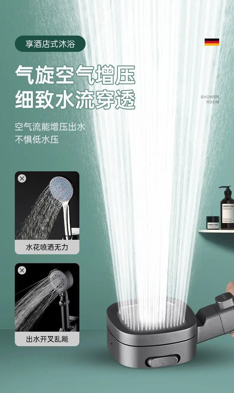 New High Pressure Shower Head with Stop Button 3 Modes Adjustable Water Saving Nozzle Rainfall Showerhead Bathroom Accessories