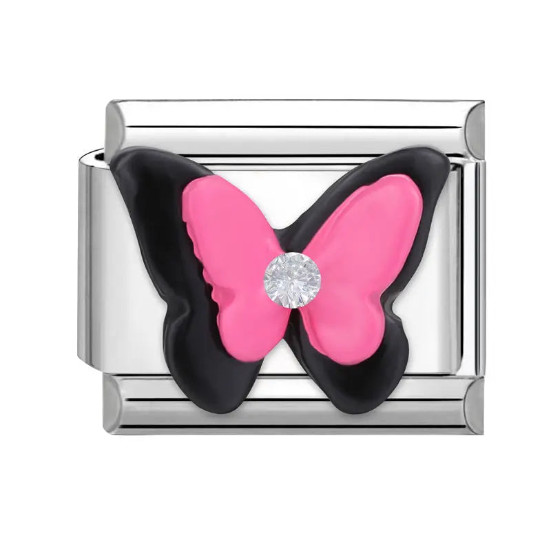 2025 Wholesale 3D Colorful Bows Flowers Love Heart Italian Charm Link fit 9mm Stainless Steel Jewelry DIY Making Bracelets Gifts
