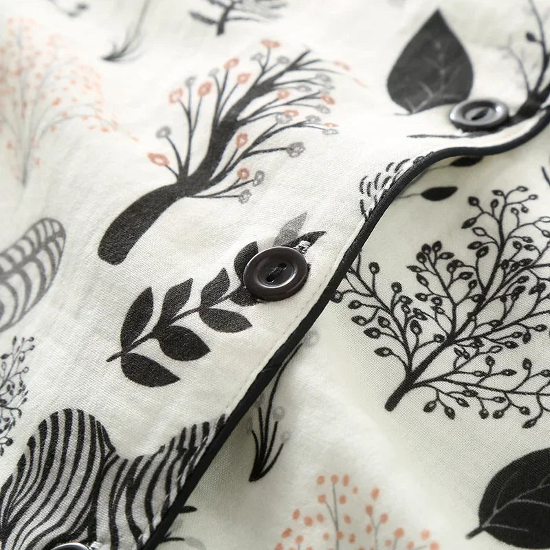 High Quality Cotton Elegant Pajamas Clothes for Women's Sleepwear Spring and Autumn Thin Style Long Sleeved Loose Home Clothes