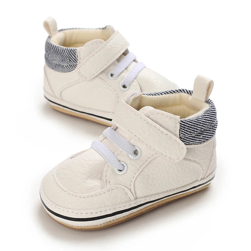 Spring and Autumn Newborn Baby Shoes Boys' Fashion Sports Shoes White Baptist Walking Shoes Perfect Gift for First Step Walkers