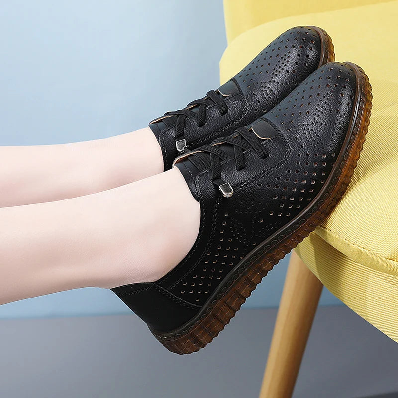 Shoes for Women Moccasins Flats Woman Loafers Genuine Leather Female Shoes Slip On Ballet Nurse Women's Shoes Plus Size