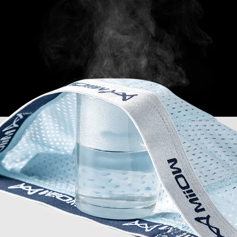 MiiOW 4Pcs Ice Silk Men Underwear Boxer 7A Cotton Antibacterial Crotch Men's Panties Breathable Mesh Summer Man Underpants Boxer