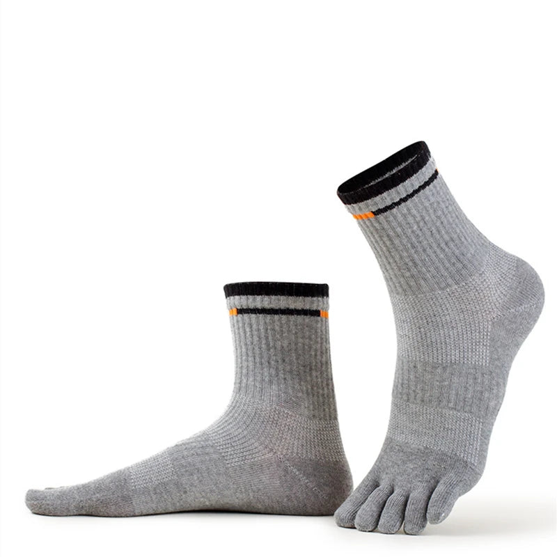 2026 New Elastic Men's Sports Socks Soft Breathable Cotton Women Fitness Sweat Wicking Split Toe Socks Outdoor Hiking Socks