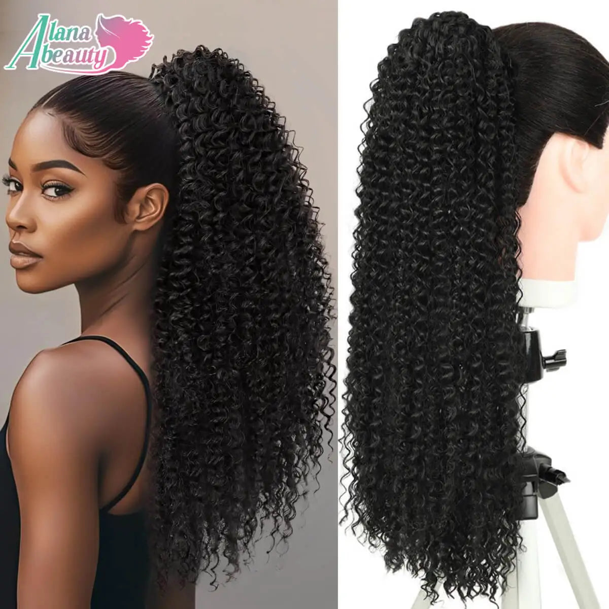 Alana Synthetic Long Curly Wavy Ponytail Hair Extension 613# Drawstring Hairpieces for Women Blond Fake Pony Tail