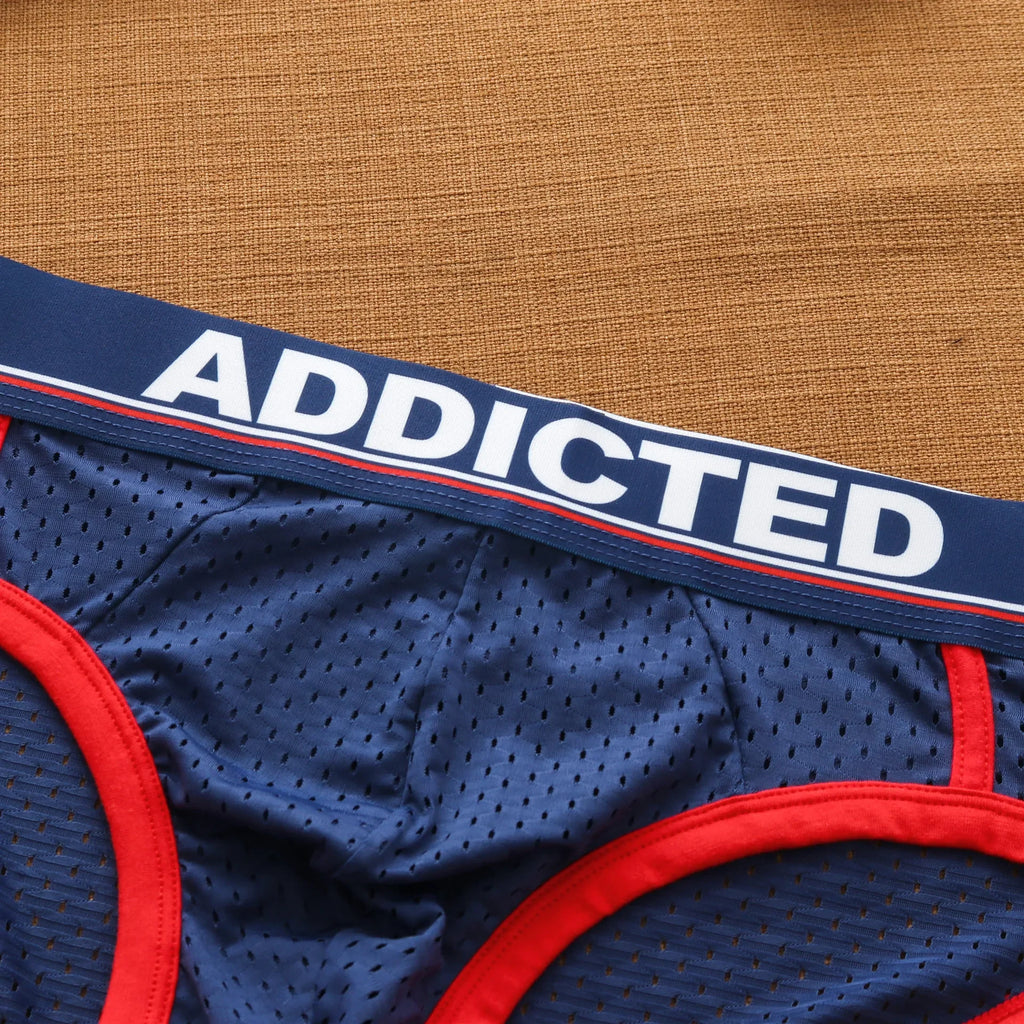 Addicted men's sexy low waist breathable ice mesh comfortable fashion briefs men