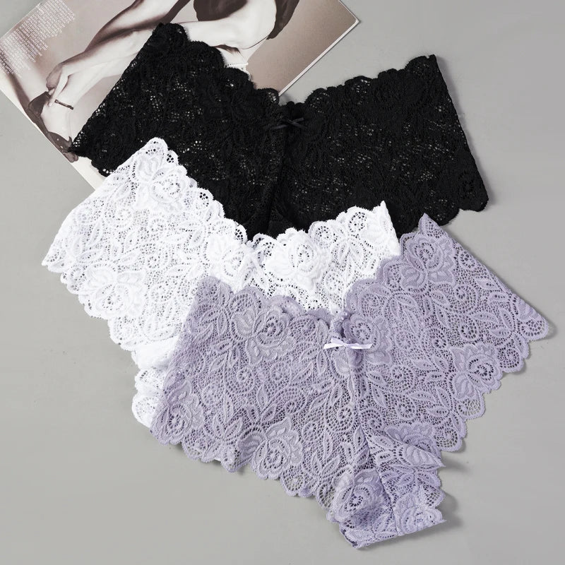 New Sexy Floral Lace Panties Women Sexy Hollow Out Briefs Low Waist Underwear Soft Comfortable Solid Breathable Lingerie Panties
