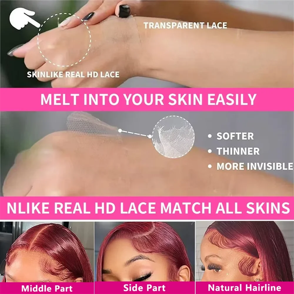 99j Burgundy Lace Front Human Hair Wig 13x4 Pre Plucked Transparent Lace Colored Body Wave 13x6 Hd Lace Frontal Wigs For Women