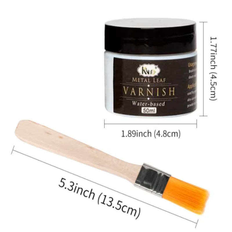 50ml Gilding Glue Gold Leaf Foil Water-based Glue for Metal Foil Sheets Arts Craft Paper Home Decoration Varnish&Brush