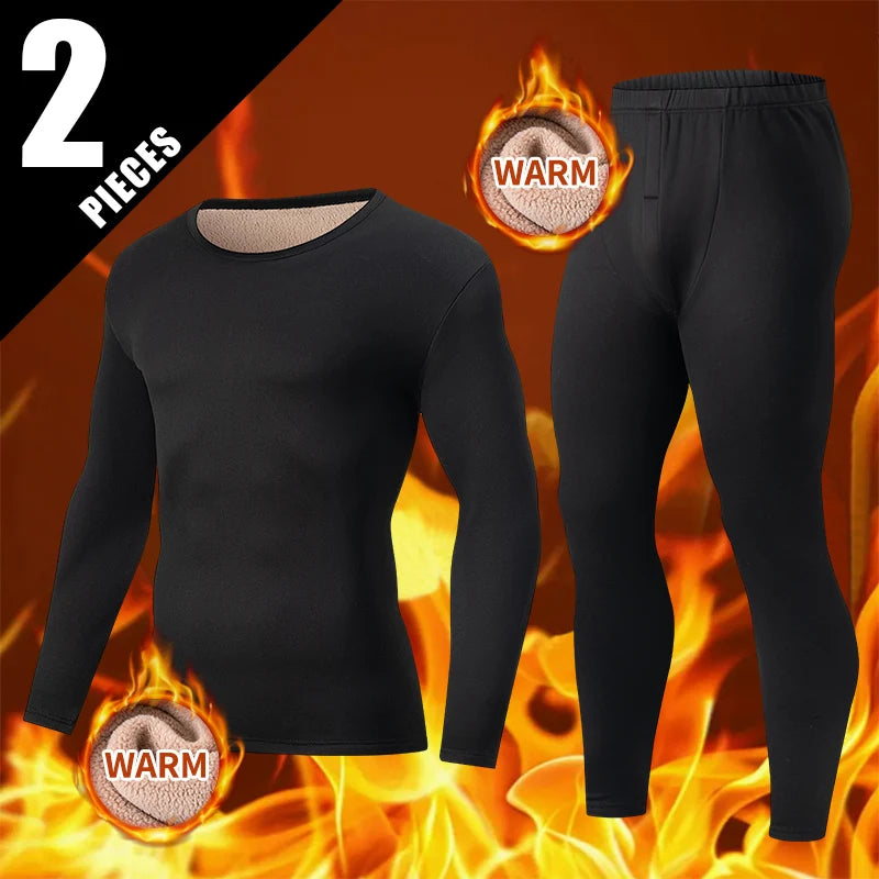 2-piece Men's Autumn And Winter Thick Velvet Solid Color Warm Suit Comfortable Warm Cold Resistant And Versatile Home Clothes