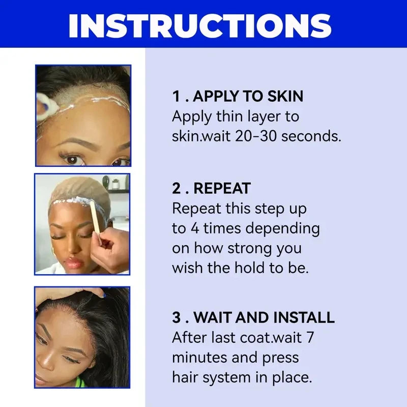 7Pcs/Set HD Wig Installation Kit with White Wig Glue Remover Lace Front Hair Wax Stick Lace Melting Band Edge Brush Wig Caps