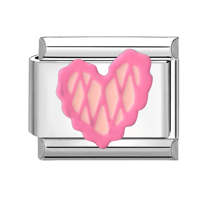 2025 Wholesale 3D Colorful Bows Flowers Love Heart Italian Charm Link fit 9mm Stainless Steel Jewelry DIY Making Bracelets Gifts