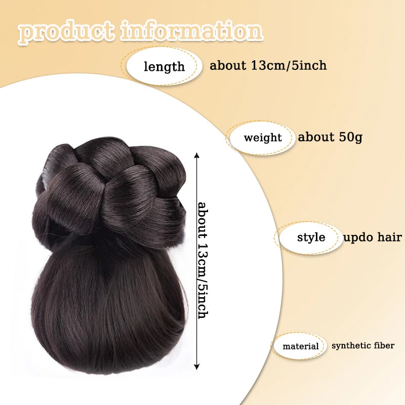 LUPU Hair Clips for Hair Hair Accessories Wig Low Hair Bun Synthetic Natural False Braided Black Brown Updo Hair Women Hairpiece