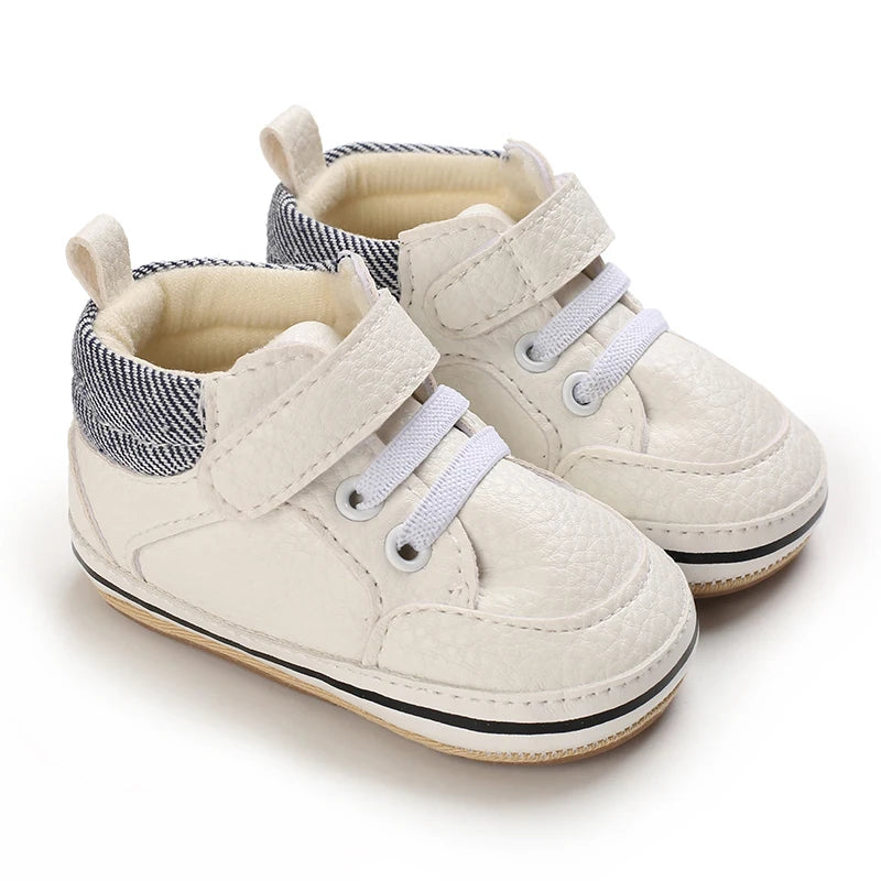 Spring and Autumn Newborn Baby Shoes Boys' Fashion Sports Shoes White Baptist Walking Shoes Perfect Gift for First Step Walkers