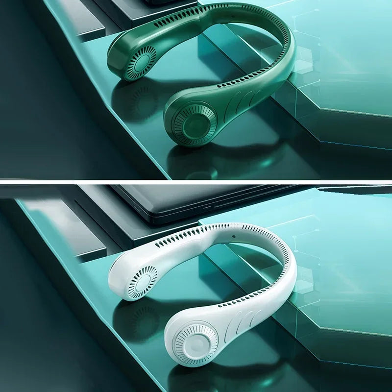 2023 Portable Neck Fan 4000mah Rechargeable USB Leafless Air Conditioner Bladeless Fans Hanging Neck Cooler For Summer