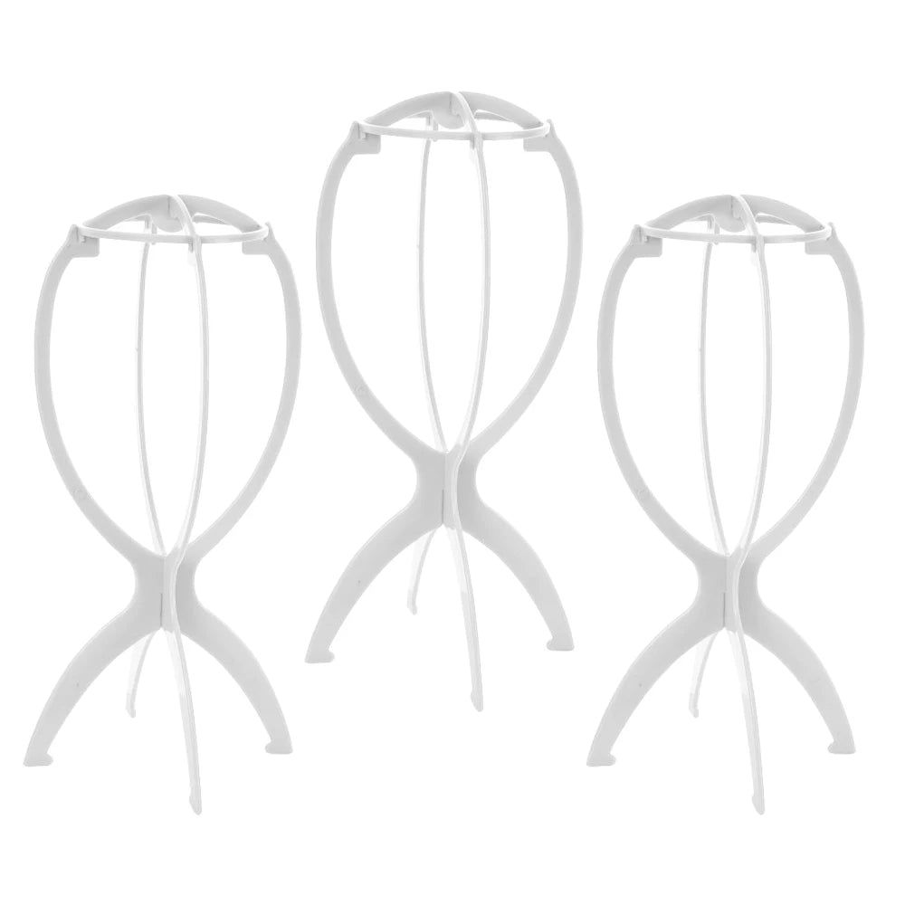 3pcs Stable Wig Stand Collapsible Hairpiece Holder For All Wigs and Hats Display Styling Tool for Haircut Training and Home Use