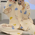 SUKAE Women Autumn Winter New Pajamas Sets Faux Cotton Sleepwear Casual Kimono Pijamas Sets Leisure Lapel Loungewear Homesuits