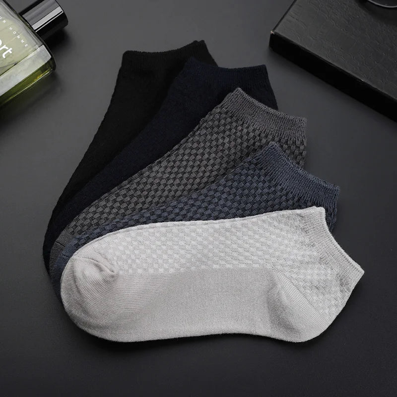 1/5 Pairs Men Ankle Short Socks High Quality Bamboo Fiber Low cut Socks Solid Breathable Business Dress Socks for Summer Winter