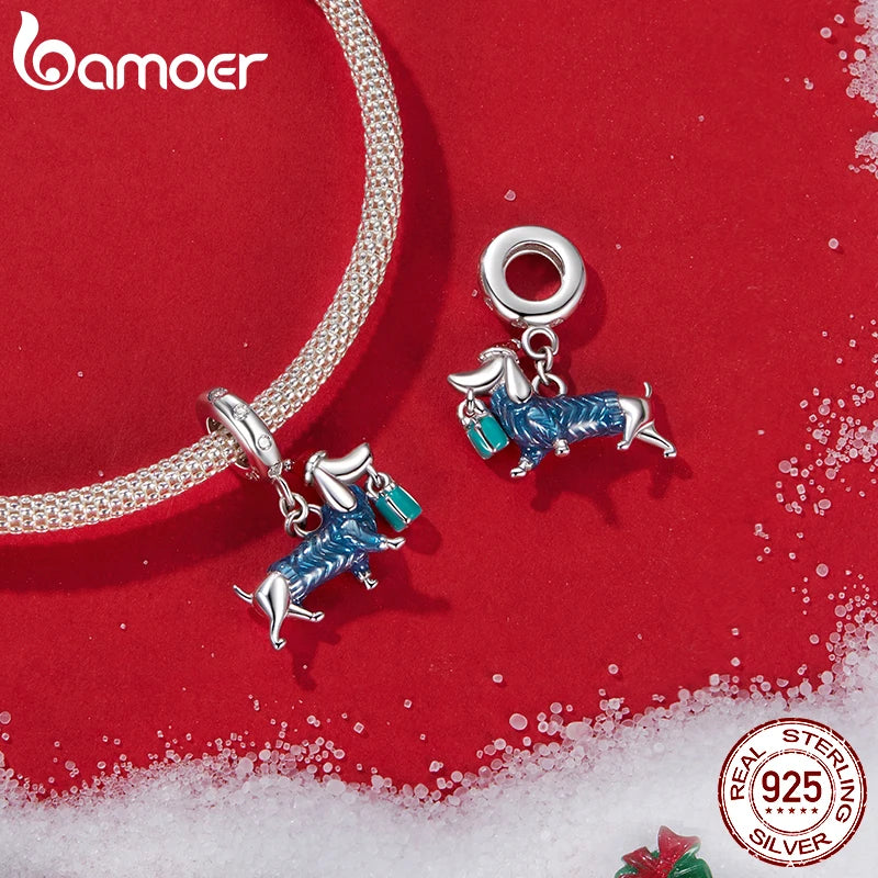 BAMOER Solid 925 Sterling Silver Xmas Series Charm Bead fit Original Bracelet DIY Bamoer Charm for Jewelry Making Christmas Gift