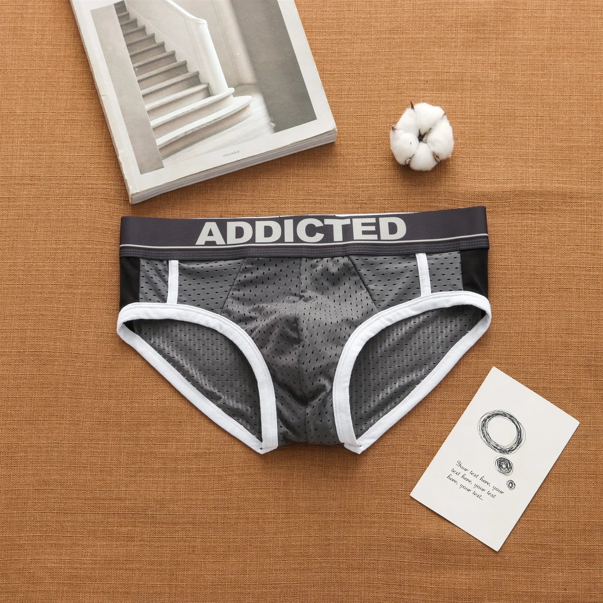Addicted men's sexy low waist breathable ice mesh comfortable fashion briefs men