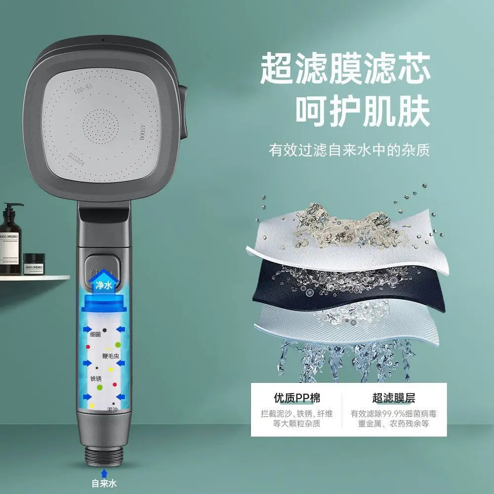 New High Pressure Shower Head with Stop Button 3 Modes Adjustable Water Saving Nozzle Rainfall Showerhead Bathroom Accessories