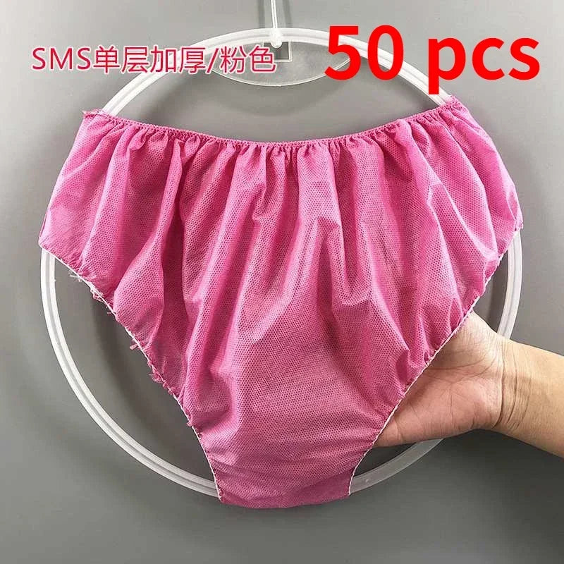 Non Woven Fabric Breathable Disposable Panties for Women Men Business Trips Spa Wash-Free Briefs Menstruation Underwear