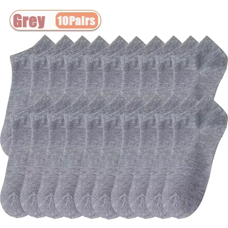 10 pairs of antibacterial, odor proof, breathable, and comfortable boat socks, suitable for spring, autumn, winter, and summer,