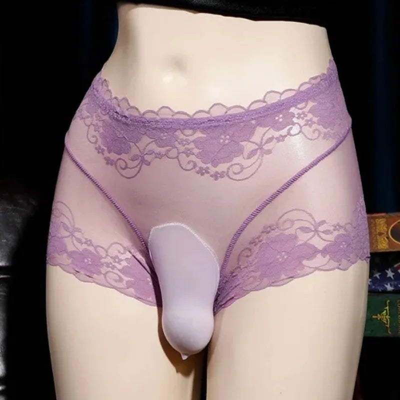 Sissy Pouch Panties Mens Lace Transparent Underwear Briefs Ultra-thin Male Bikini Hombre Lingerie Knickers Ropa Interior Hombre