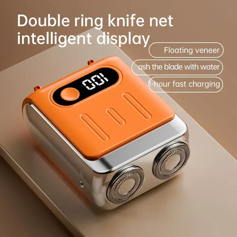 2025 Mini Electric Smart Shaver Dual Blade Household Car Shaver Digital Display Rechargeable Shaver Powerful Beard Trimmer Tool