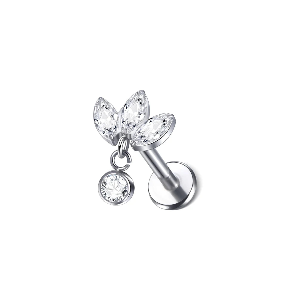 1PC G23 Titanium Star Moon Cross Stud Earring for Women Lip Rings Labret Piercing Ear Tragus Helix Piercings Body Jewelry