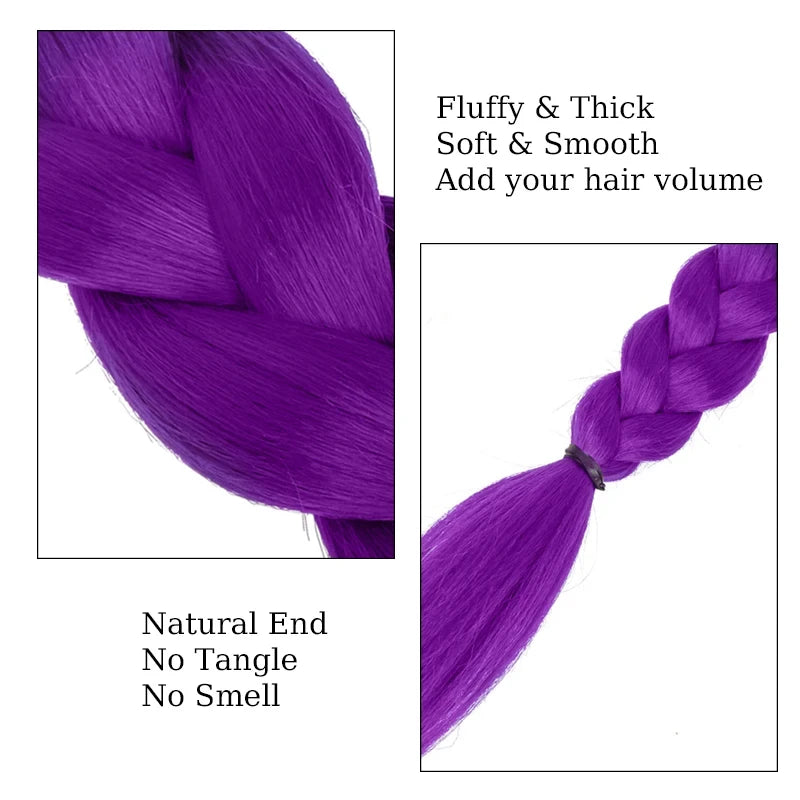 synthetic woven purple hair ponytail cosplay costume hairstyle for children girls Halloween Christmas