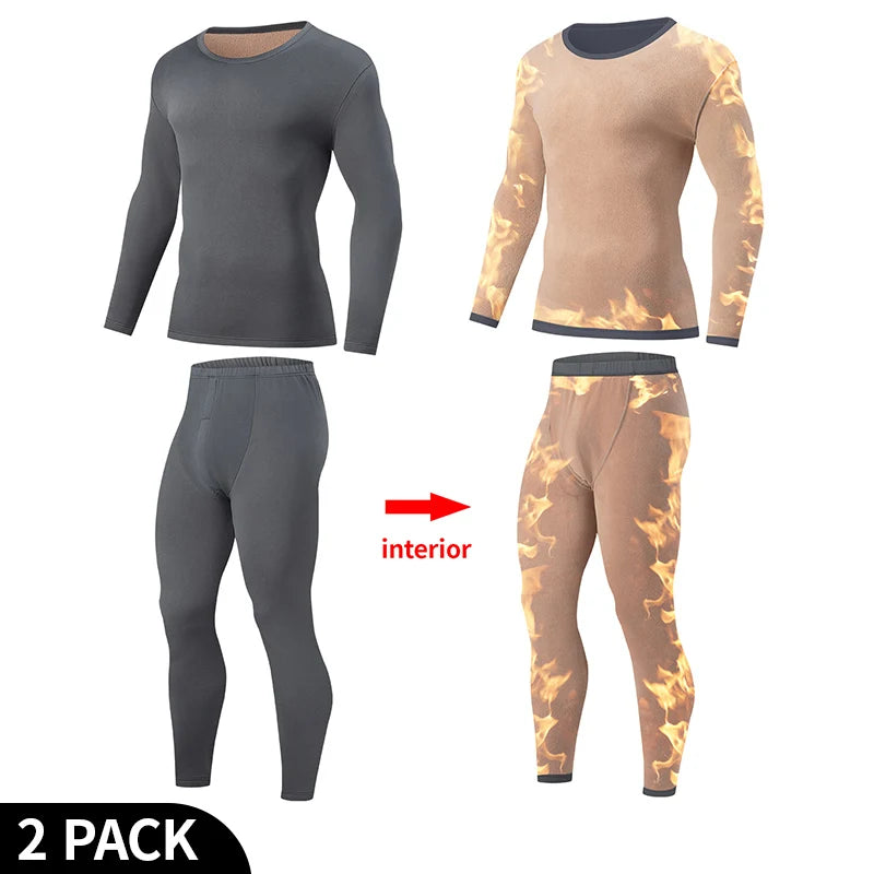 2-piece Men's Autumn And Winter Thick Velvet Solid Color Warm Suit Comfortable Warm Cold Resistant And Versatile Home Clothes