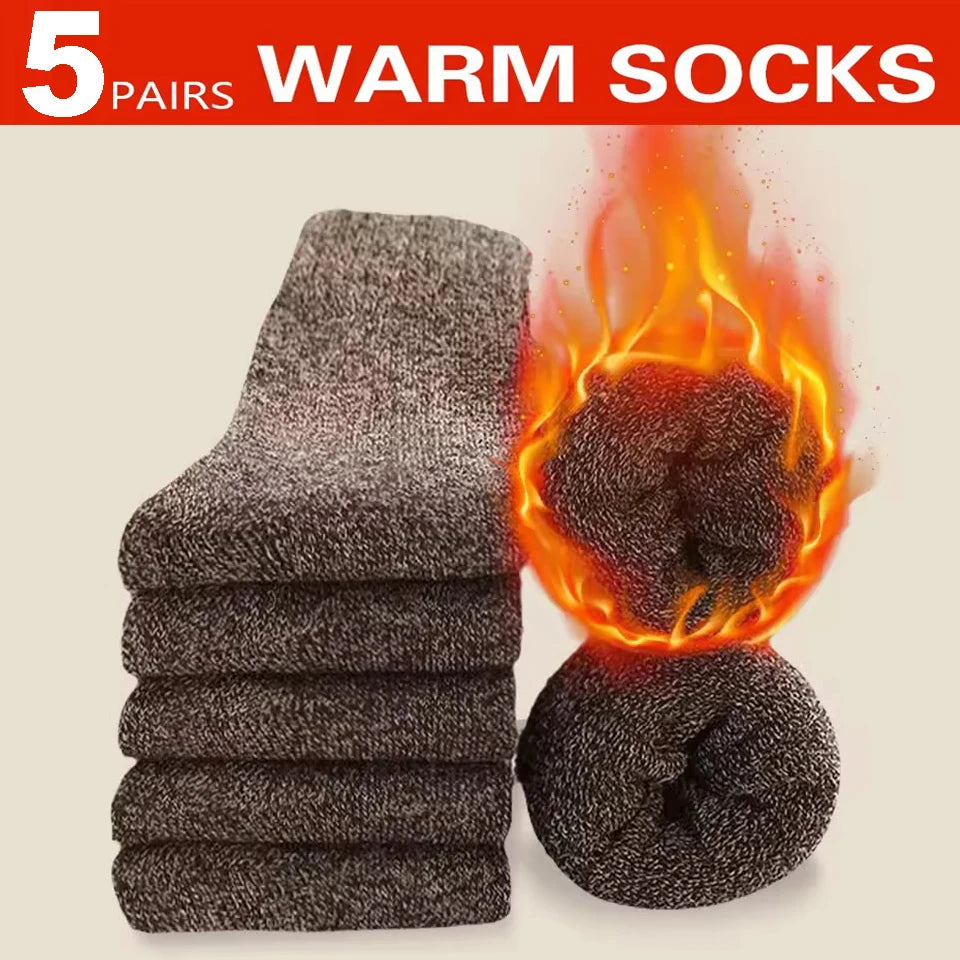 3 Pairs Winter Warm Thick Towel bottom Man Socks Wool Male Socks Slipper Socks Merino Wool Socks Against Cold Snow Socks 39-44