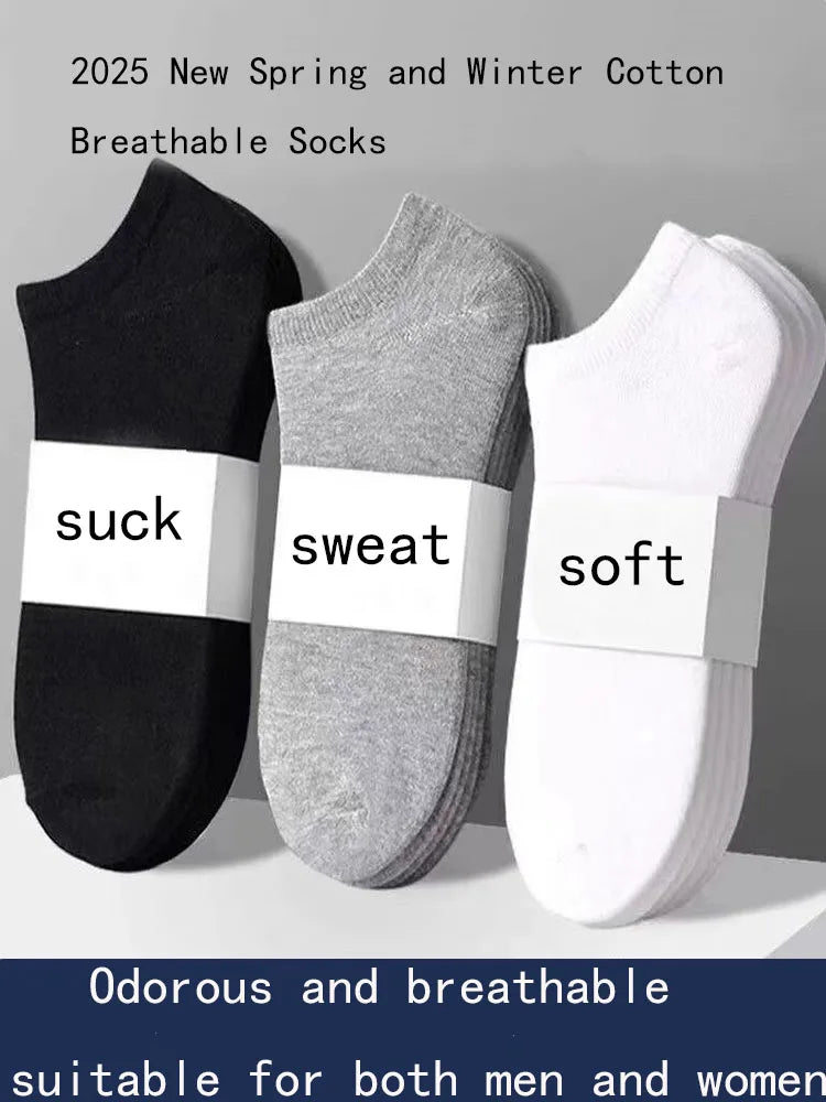 10 pairs of antibacterial, odor proof, breathable, and comfortable boat socks, suitable for spring, autumn, winter, and summer,