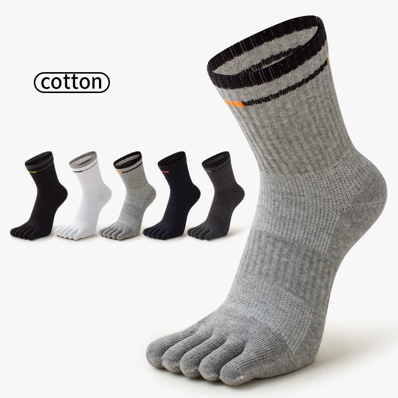 2026 New Elastic Men's Sports Socks Soft Breathable Cotton Women Fitness Sweat Wicking Split Toe Socks Outdoor Hiking Socks