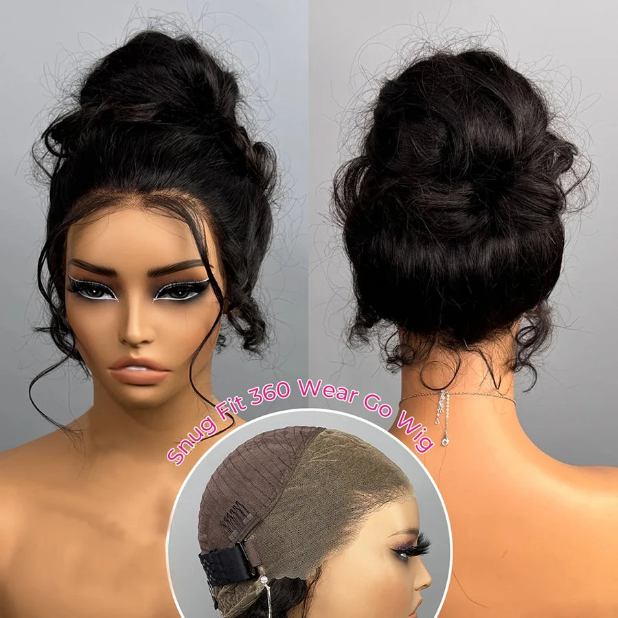 Hidden Drawstring 360 Lace Frontal Wig Body Wave Invisible Strap 360 Full Glueless Wigs Human Hair 30 40 Inch HD Lace Front Wigs
