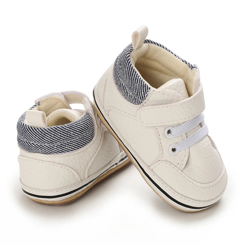 Spring and Autumn Newborn Baby Shoes Boys' Fashion Sports Shoes White Baptist Walking Shoes Perfect Gift for First Step Walkers