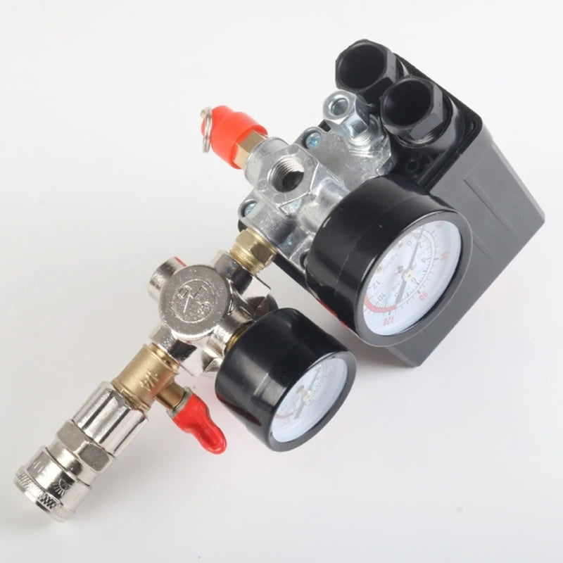 Air Compressor Pressure Switches Control Valves 90-120PSI 220V Replacement Part With Gauges Pressure Relief Valves