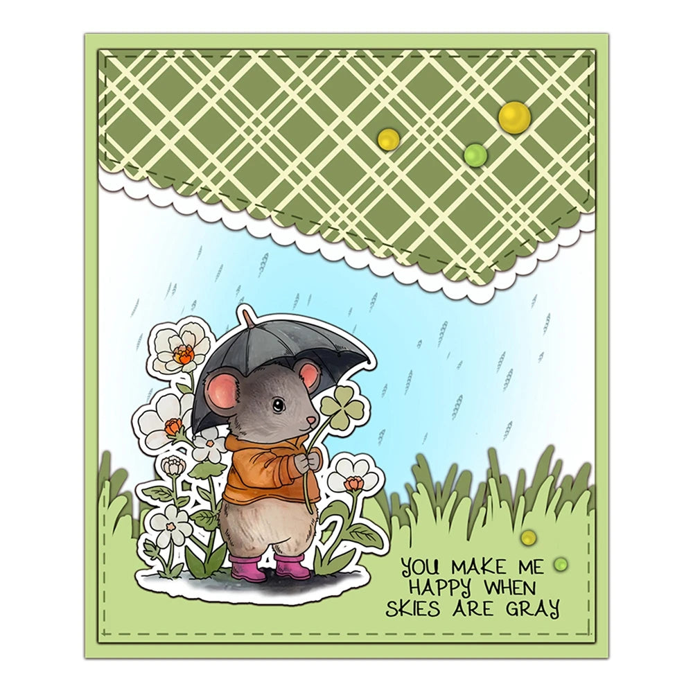 Cute Mouse Pig Time Funny Birds Clear Stamps And Cutting Dies Set for Scrapbooking Paper Cards Making Cartoon Animal Stamps 2024