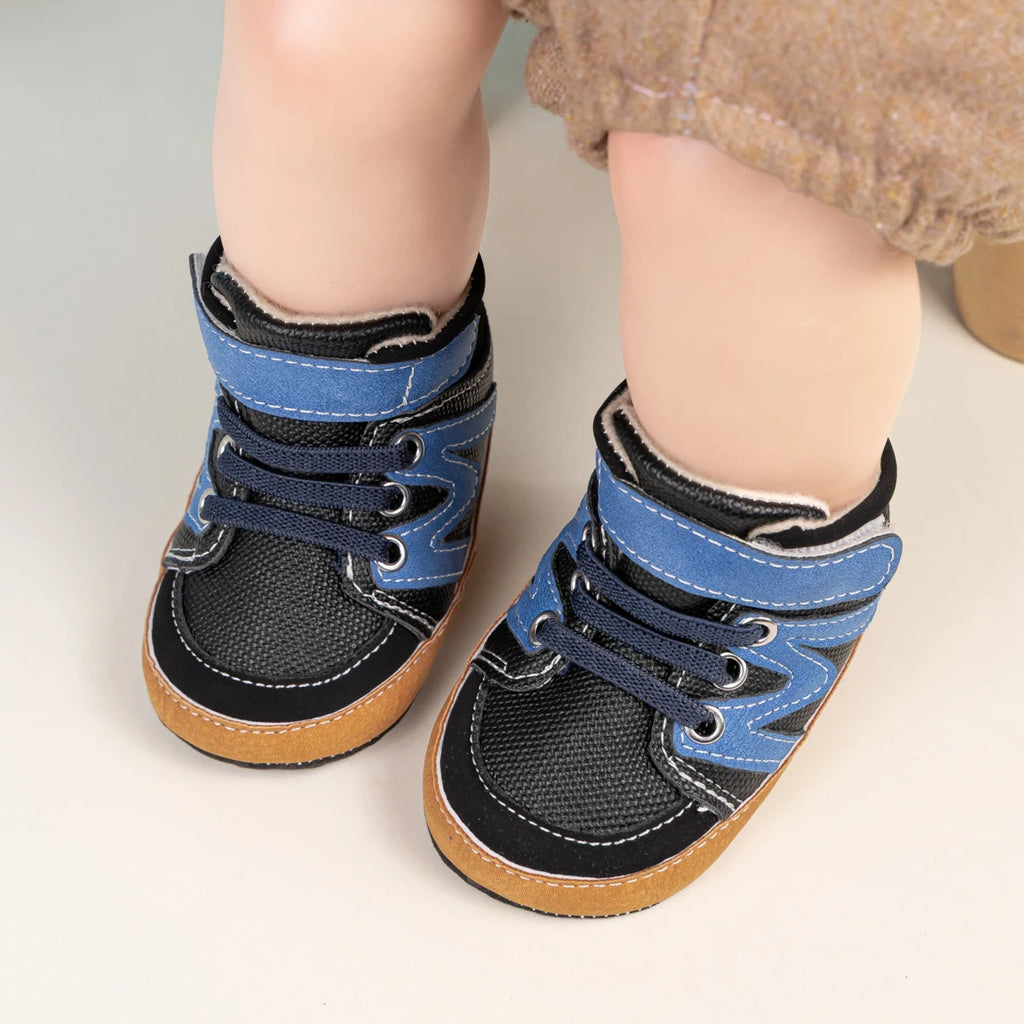 Autumn Winter Baby Boys Shoes High Tops Striped Casual Sneakers Fashion Versatile First Walkers Toddler Cotton Anti-slip Sole